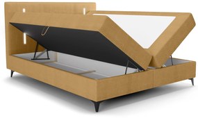 Manželská posteľ 160 cm Ortega Comfort (horčicová) (s roštom a matracom, s úl. priestorom) (s LED osvetlením). Vlastná spoľahlivá doprava až k Vám domov. 1082727