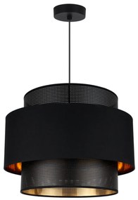 Závesné svietidlo Asti, 1x PVC/čierne textilné tienidlo, (fi 40cm), g/c
