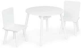 EcoToys Detský drevený stôl + 2x stoličky - biele
