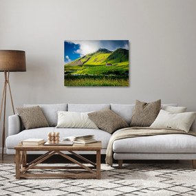 Sklenený obraz horskej krajiny (70x50 cm)