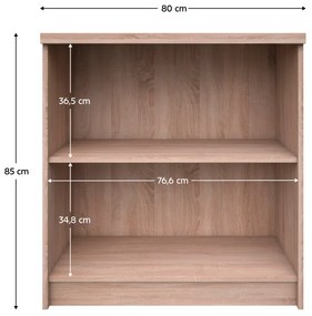 Kondela Regál otvorený nízky 80, dub sonoma, TOPTY TYP 28