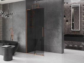 Mexen Velar L, posuvná sprchová zástena Walk-in 100 x 200 cm, 8mm šedé sklo, medená matná, 871-100-003-43-65