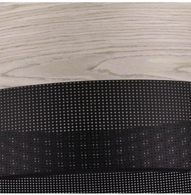Závesné svietidlo Wood, 1x svetlobéžová dubová dýha/čierne PVC tienidlo, (fi 30cm)