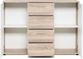 Komoda so 4 zásuvkami Jacky, dub sonoma/biela