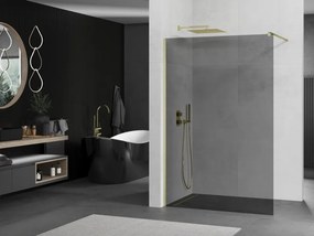 Mexen Kioto, sprchová zástena Walk-In 90 x 200 cm, 8mm šedé sklo, zlatý matný profil, 800-090-101-55-40