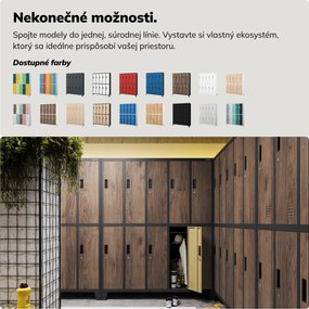 Kovová šatňová boxová skriňa na nôžkach s 10 boxami BARTEK, 1360 x 1720 x 450 mm, Eco Design: antracitová/ dub sonoma