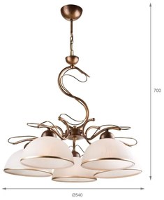 Luster na reťazi COBRA 5xE27/60W/230V bronz/patina