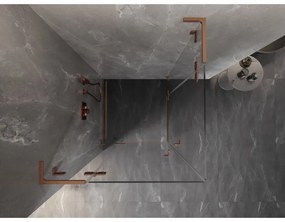 Mexen Lunar, L Duo výklopný sprchový kút 90 x 90 cm, 8mm číre sklo, profil medená matná, 834L-090L-090P-65-00
