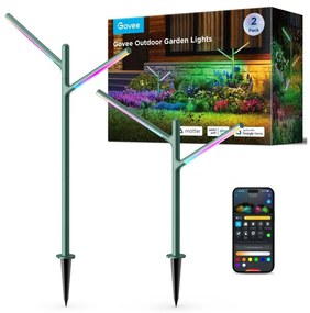 Govee-SADA 2x LED RGBICWW Stm. vonkajšia lampa LED/36W/230V IP66 2700-6500K Wi-Fi GV0074