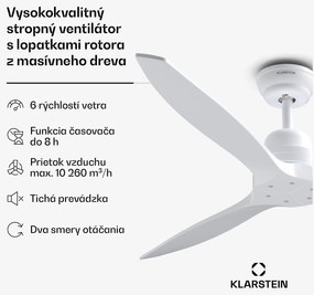 Klarstein Santa Elena Smart 52" stropný ventilátor, 10260 m³/h, 6 stupňov rýchlosti, diaľkové ovládanie, Smart