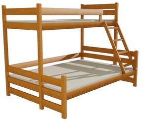 Detská poschodová posteľ s rozšíreným spodným lôžkom z MASÍVU 200x90cm so zásuvkou - PPS004