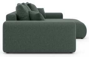 Tmavozelená rozkladacia rohová pohovka s úložným priestorom (variabilný roh) Luma – Ropez