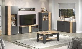 Komoda so zásuvkou Esteban 150 cm, antracit/dub evoke