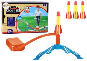 LEAN TOYS Raketomet s pumpou, penové žlté rakety 3 kusy