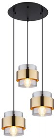 Globo 15560-3H - Luster na lanku MILEY 3xE27/60W/230V čierna/mosadz