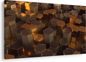 Obraz - Bronzové hexagóny (90x60 cm)