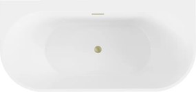 Mexen Oval+, voľne stojaca vaňa ku stene 170 x 80 cm, biela lesklá, zlatý matný prepad, 52681708000-55