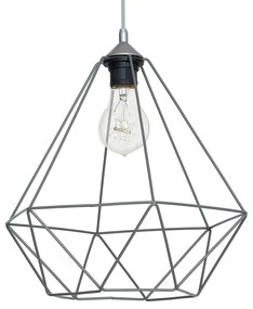 Závesné svietidlo Basket, 1x sivé drôtené tienidlo, gr