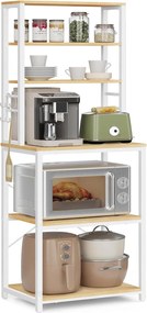 Kuchynský úložný regál, pečiaci stojan 40 × 60 × 167 cm, v dubovej farbe a bielej