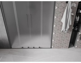 Mexen Velar Duo, posuvné sprchové dvere do otvoru 150 cm, 8mm sklo námraza, brúsený grafit, 871-150-000-32-95