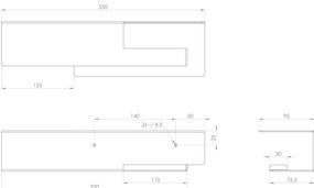 Sapho Sapho, držiak toaletného papiera s poličkou 35cm, čierna matná, 33214