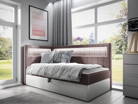 Kontinentálna jednolôžková posteľ Junior Ribezo 3, Strana: ľavá, Rozmer postele: 100x200, Dostupné poťahy: ekokoža Soft 017 (biela) + Fresh 09