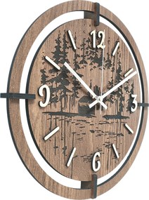 Drevené hodiny na stenu les 30 až 50 cm | NILSE: HDF - Javor 30 cm 4804-115436 HDF0702-ruky-silver