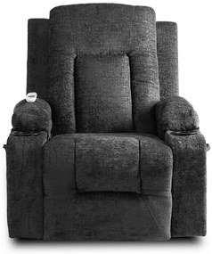 Masážne polohovateľné kreslo ARIEN čierny zamat - vintino.sk