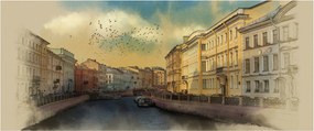 Obraz - Moyka rieka, Petrohrad, Rusko (120x50 cm)