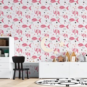 Sablio Tapeta Ružové rybky a Slony - 125x75 cm