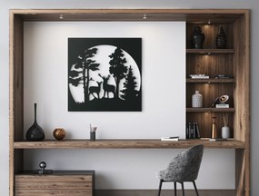 drevko Drevený obraz Jelene v lese Rozmer obrazu: 32,5 x 32,5 cm, Farba dekorácie: Čierna