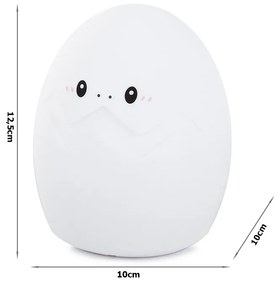 Silikónová LED detská nočná lampička EGG 12,5 cm biela