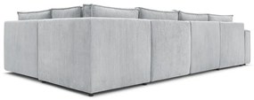 Svetlosivá menčestrová rohová pohovka (pravý roh/do tvaru "U") Nihad modular – Bobochic Paris