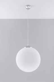 Sollux SL.0265 - Závesné svietidlo na lanku UGO 1xE27/15W/230V pr. 40 cm biela/lesklý chróm