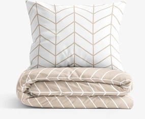 Goldea bavlnené posteľné obliečky - biely a béžový cikcak 220 x 200 a 2ks 70 x 90 cm