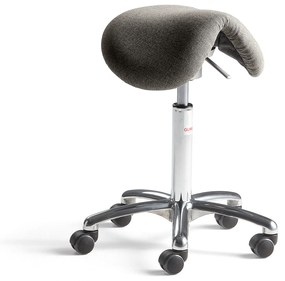 Sedlová kancelárska stolička DERBY FLEX, šedo-béžová tkanina