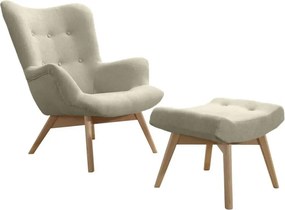 Kreslo Picolo s podnožkou, béžová/ prírodná (chester AN 3318)