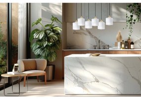 Závesné svietidlo Riffle Square, 6x biele sklenené tienidlo, b/g