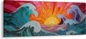Obraz - Mozaika vĺn (120x50 cm)
