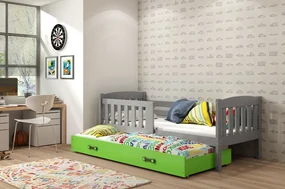 Interbeds Jednolôžková posteľ Kubus3 Grafit pre teenagerov 200x90 s matracom, rozkladacia - zelená