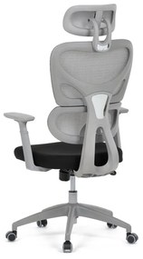 Kancelárska ergonomická stolička GRANT II — sieť, látka, sivá