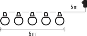 Svetelná LED žiarovková reťaz 5 m teplá biela
