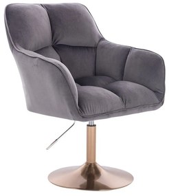 LuxuryForm DESIGN Kreslo AMALFI VELUR na zlatom tanieri - tmavosivé