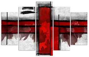 Gario Obraz na plátne Červený akcent - 5 dielny Rozmery: 150 x 100 cm