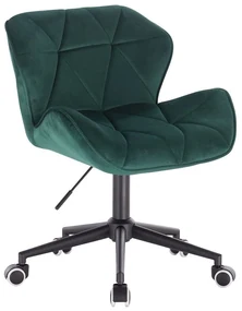 LuxuryForm DESIGN Stolička MILANO VELUR na čiernej podstave s kolieskami - zelená