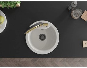 Mexen Diego, 1-komorový granitový drez 488x488x167 mm a drezová batéria Duo, biela, 6512-20-671701-57-B