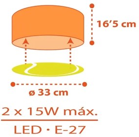 Dalber 41756 - Detské stropné svietidlo TENNIS 2xE27/15W/230V