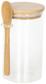 Sklenená dóza s dreveným vrchnákom a lyžičkou Bois - Ø 8 * 15 cm