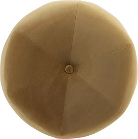 Karamelový zamatový puf/ sedák Scarlett so zlatým pruhom – Ø 41*47cm