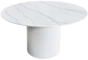 Okrúhly jedálenský stôl Parthenia 120 cm vzor biely mramor
